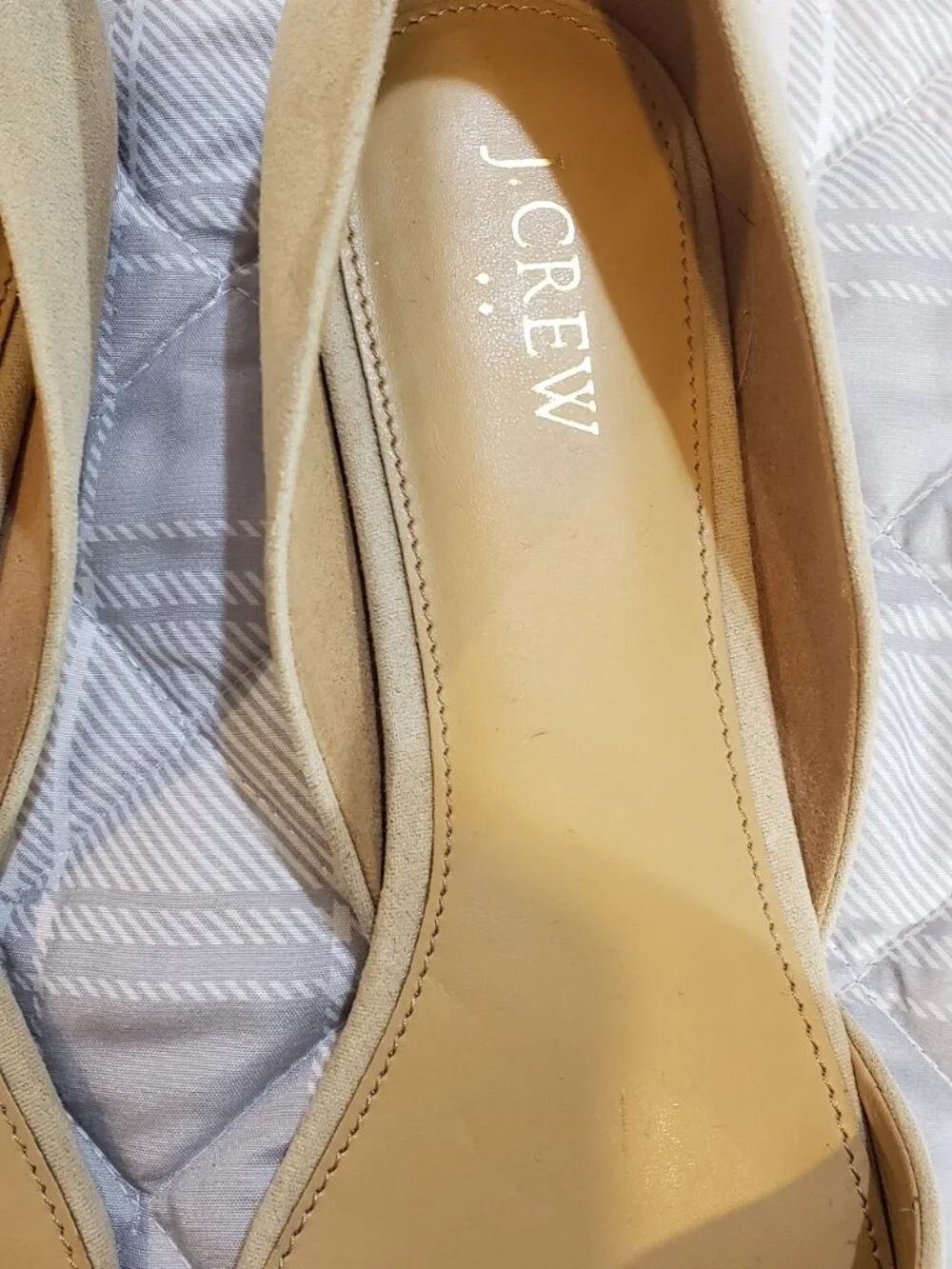J.Crew Women's Zoe D'Orsay pointed toe flats in tan faux suede Size 10